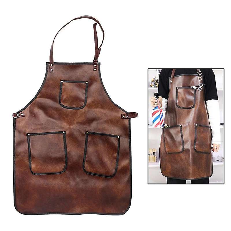 Cross-back Pu Leather Apron Chef Apron Salon Apron Kitchen Apron-b
