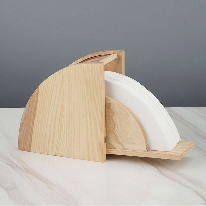 Bamboo Wood Coffee Filter Holder Filtering Paper Storage Rack 9cm