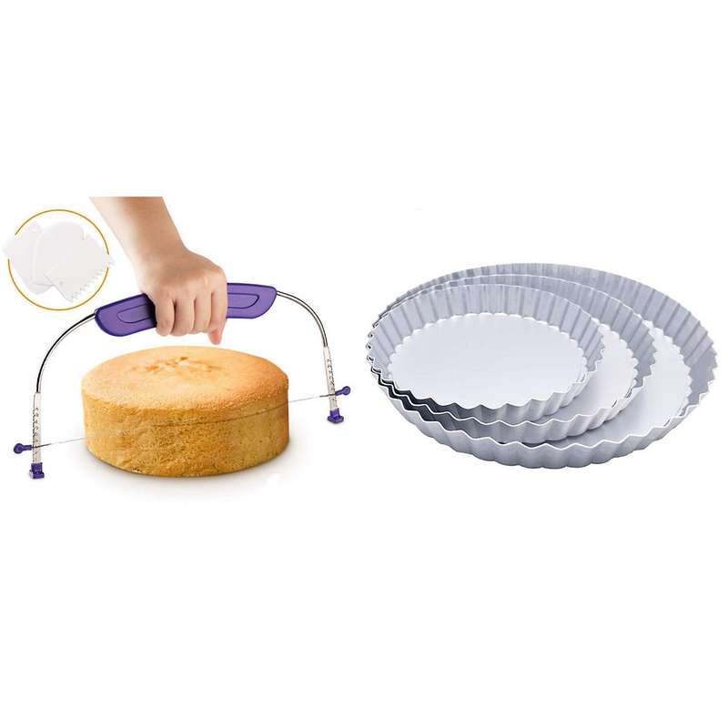 3 Pack(6, 8, 9 Inch) Tart Pan and Quiche Pan with Base Bottom(silver)