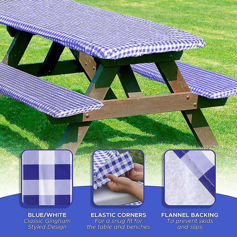 Picnic Table Tablecloth with Bench Covers,rv & Camper Accessories