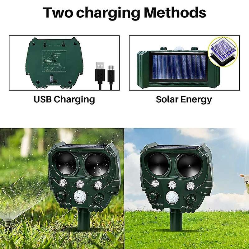 Ultrasonic Animal Repeller, Solar Animal Deterrent with Motion Sensor
