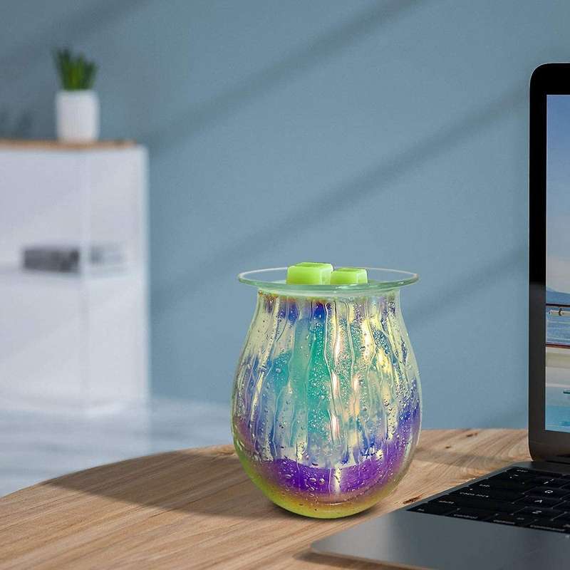 Electric Wax Warmer with Glass Fragrance Lamp,for Home,office Eu Plug