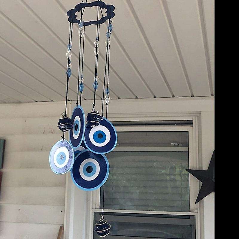 Wind Chimes Blue Turkey Evil Eye Amulet Protection Wall Hanging