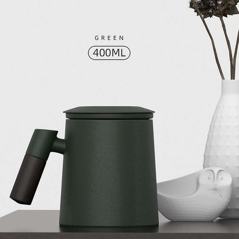400ml Ceramic Mug with Handle Filter Lid Coffee Cup Home Porcelain -b