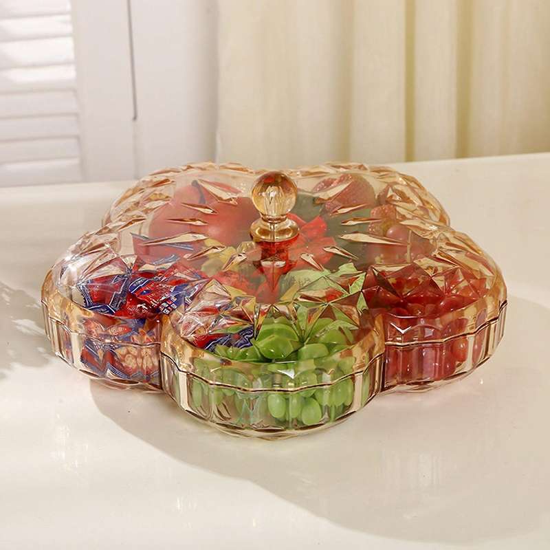 Snack Serving Tray Luxurious Plate Fruit Nuts Sweet Candy with Lid(b)