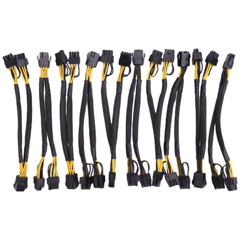 10pcs Pci-e 6 Pin to Dual 8 Pin (6+2) Graphics Card Pci Adapter Cable