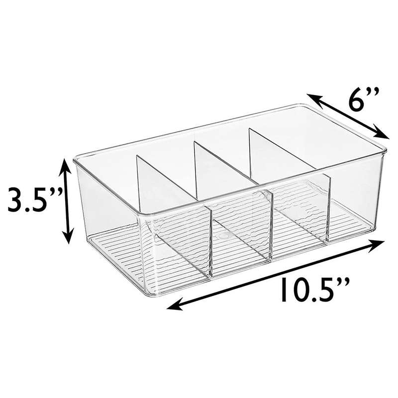 2pcs Plastic Pantry Organization and Storage Bins with Dividers