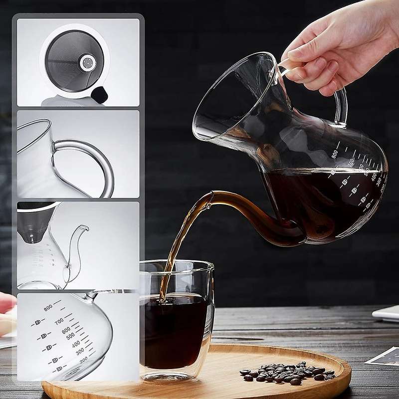 Pour Over Coffee Maker, Glass Coffee Pot, Manual Coffee Dripper