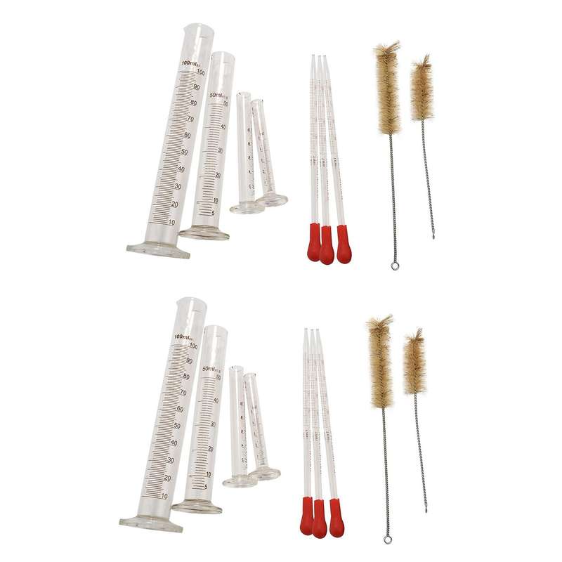 4 Measuring Cylinder Glass 2 Cleaning Brushes + 3x 1ml Glass Pipettes