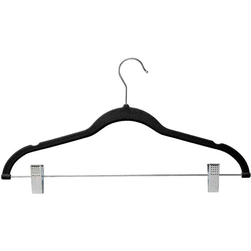 10 Pack Clothes Hangers with Clips Black Velvet Hangers for Clothes