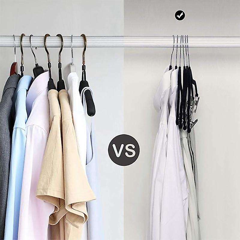 10 Pack Clothes Hangers with Clips Black Velvet Hangers for Clothes
