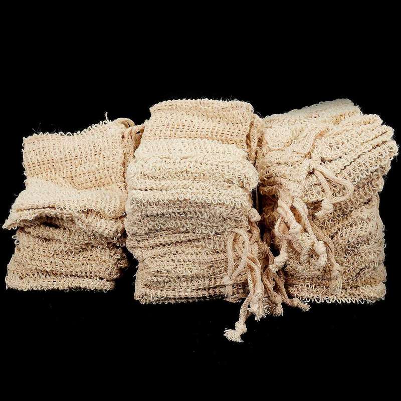 Shower Bath Natural Sisal Soap Bag Exfoliating Soap Saver Pouch 50pcs