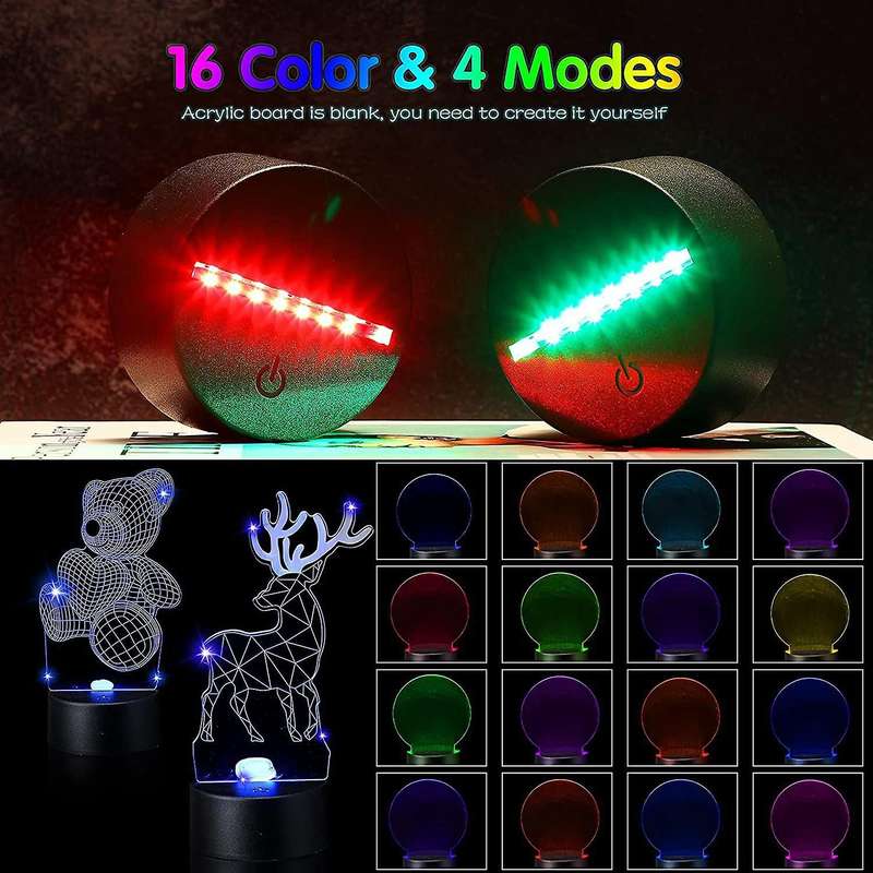 4 Light Base 3d Night Led Light Lamp Base Kit for Child Room Bar