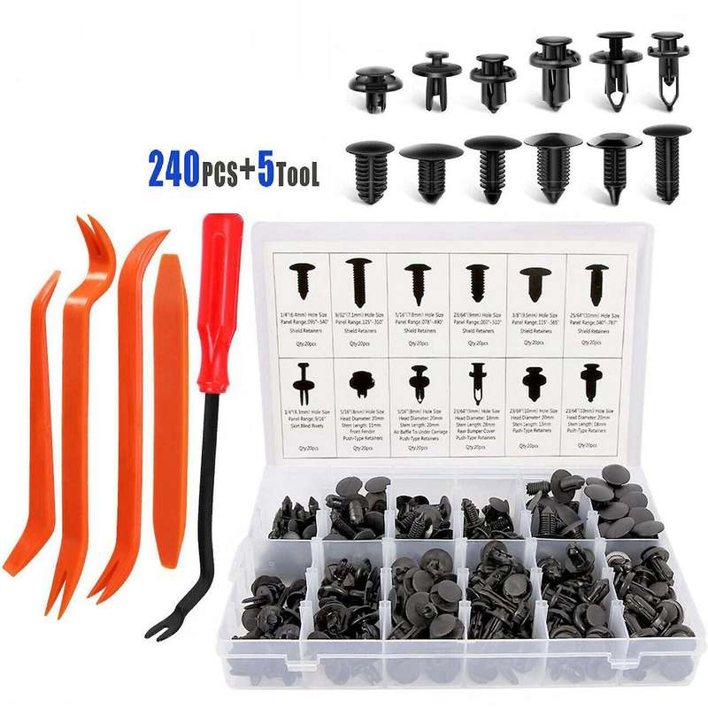 240pcs Bumper Retainer Clips Car Plastic Rivets Fasteners Kit