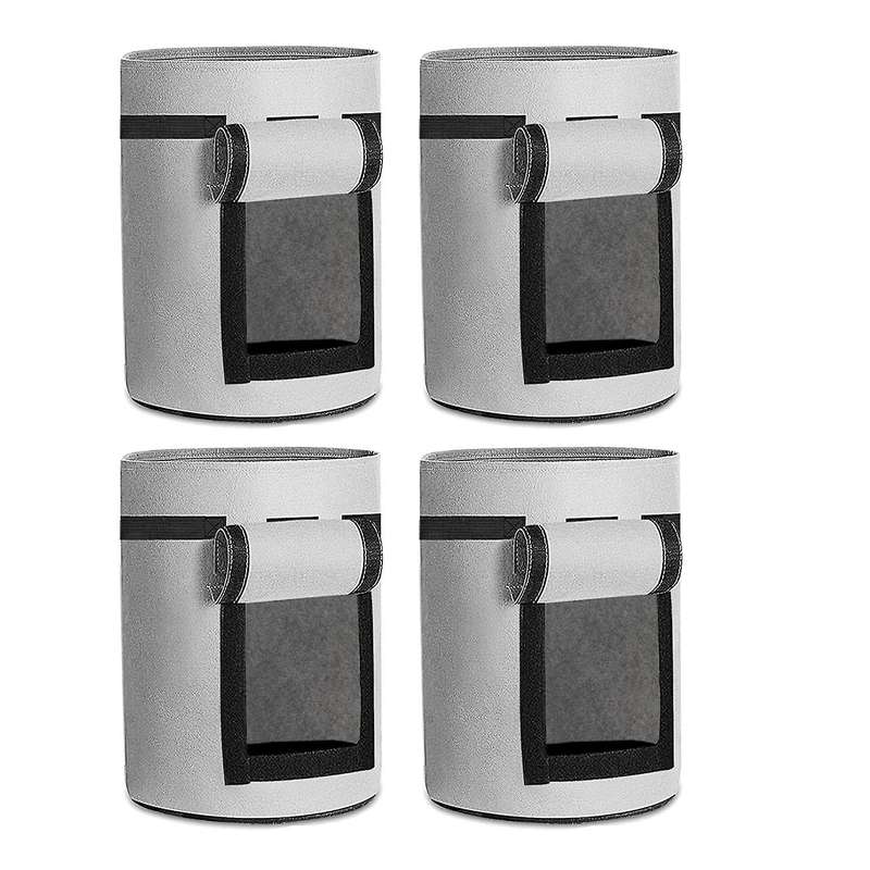 Potato Plant Bag,made Of Non Woven Fabric with Handle Set Of 4(grey)