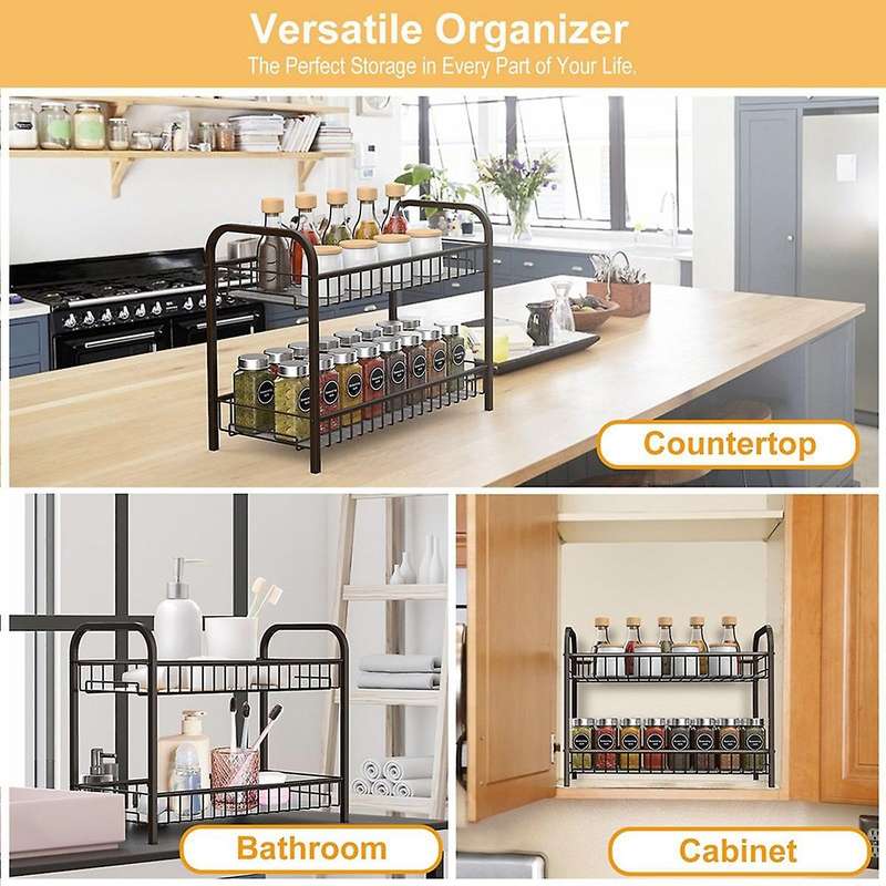 Countertop Spice Rack Organizer,shelf for Pantry Cabinet,bronze