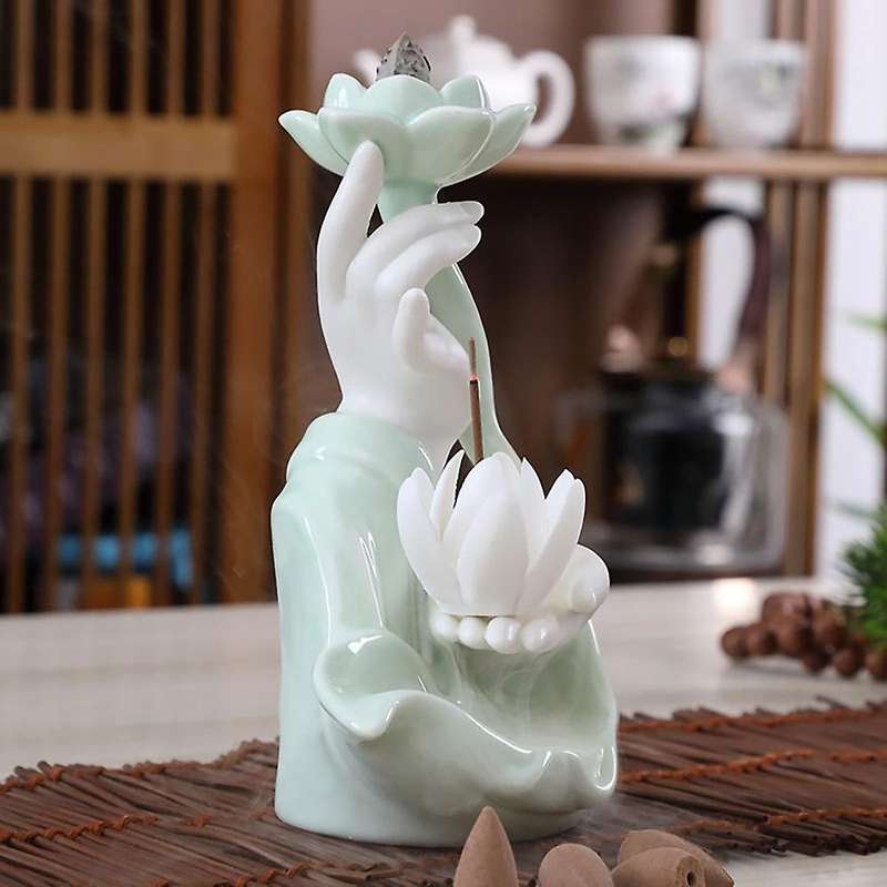 Backflow Incense Cones Bergamot Lotus Smoke Backflow Incense Burner
