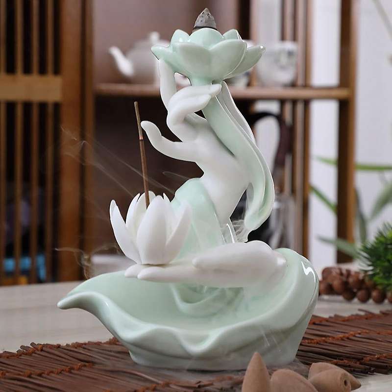 Backflow Incense Cones Bergamot Lotus Smoke Backflow Incense Burner
