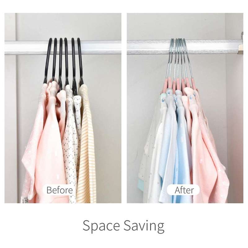 20 Pack Flocking Baby Hangers with Swivel Hook Non Slip Hangers Pink