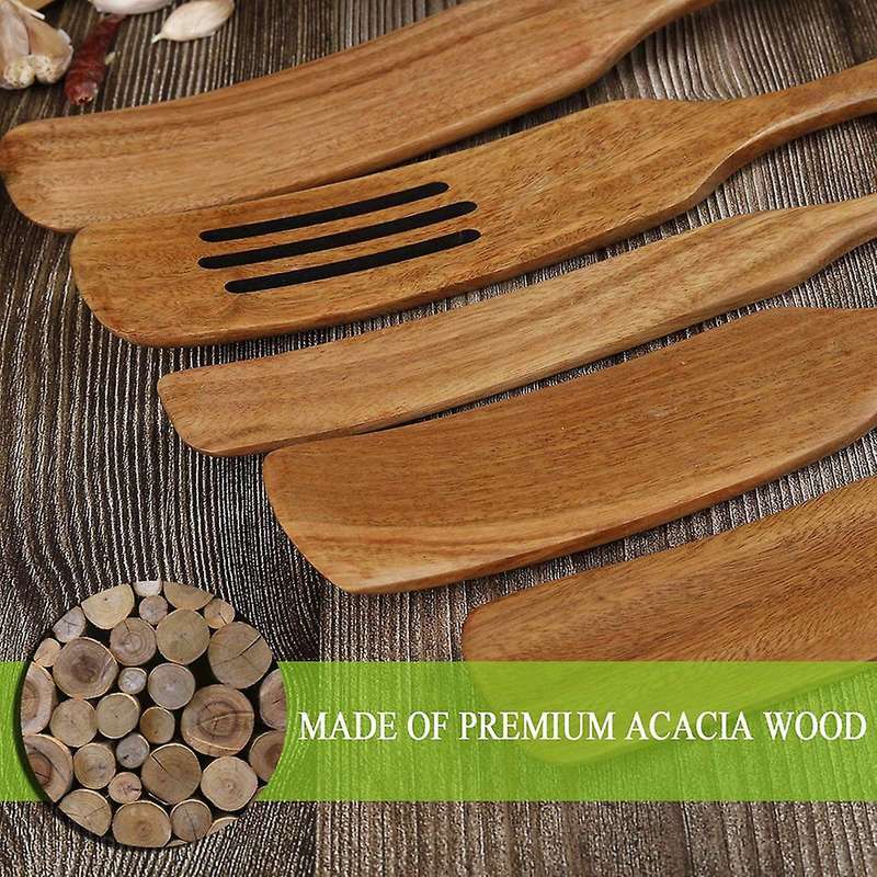 5pcs Spoons for Cooking Made with Premium Teak Wood-cookware Utensils