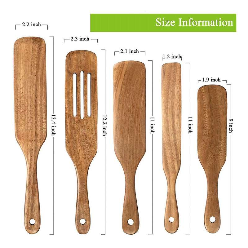 5pcs Spoons for Cooking Made with Premium Teak Wood-cookware Utensils