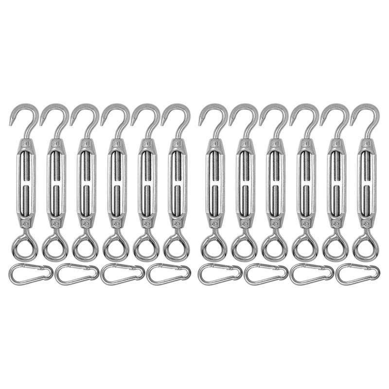 6 Pieces Of M4 Eye & Hook Turn Buckle +4 Spring Hook -silver Color