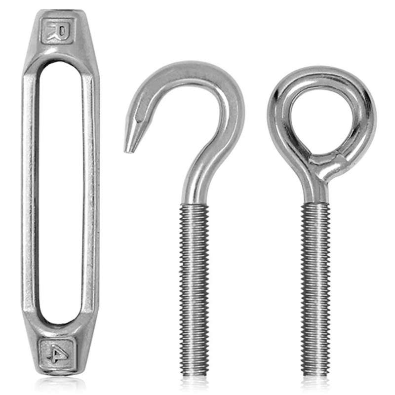 6 Pieces Of M4 Eye & Hook Turn Buckle +4 Spring Hook -silver Color