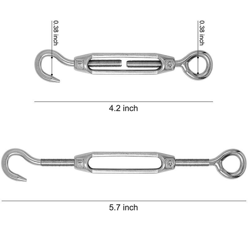 6 Pieces Of M4 Eye & Hook Turn Buckle +4 Spring Hook -silver Color