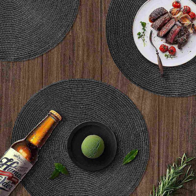 Round Braided Placemats Set Of 6 Table Mats for Dining Tables