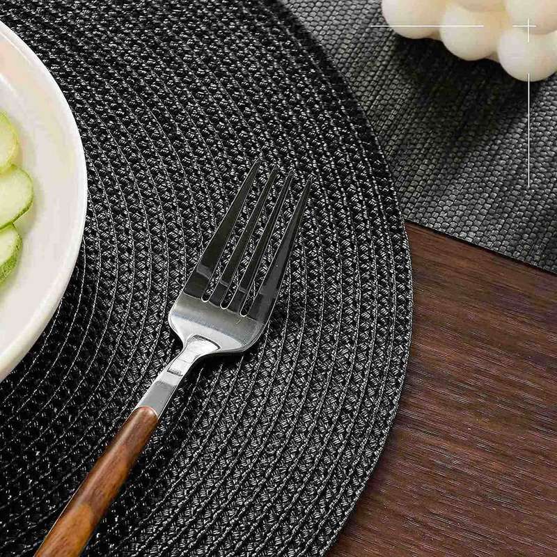 Round Braided Placemats Set Of 6 Table Mats for Dining Tables