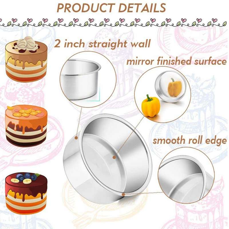 12x 4 Inch Cake Pan,6 Piece Mini Cake Pan Round Tier Baking Cake Pans