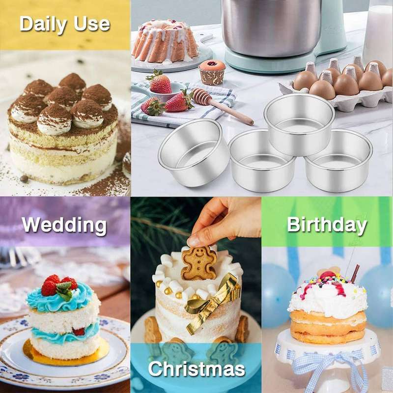 12x 4 Inch Cake Pan,6 Piece Mini Cake Pan Round Tier Baking Cake Pans