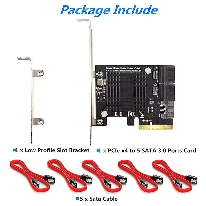 Pcie Sata Card 5 Port, Pci-e to Sata Expansion Card, for Windows