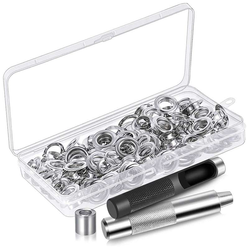 120 Sets 1/2 Inch Grommet Eyelets Kit Include Grommets and Tool