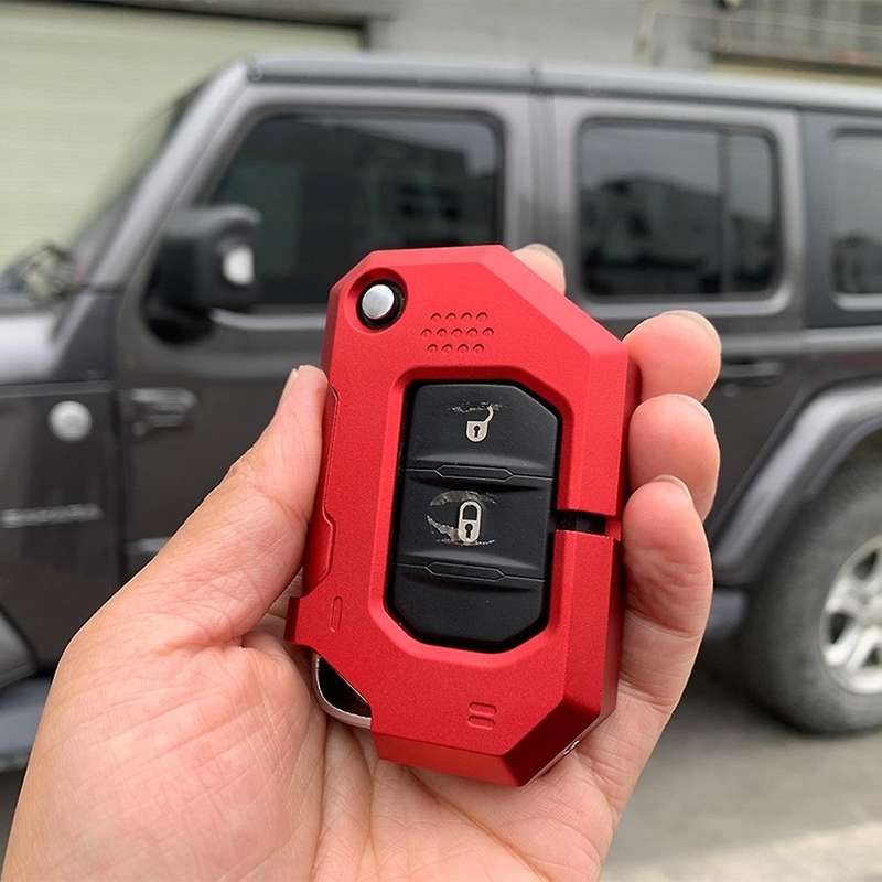 Key Fob Case Cover, Key Bag Holder Protection Shell for Jeep(red)