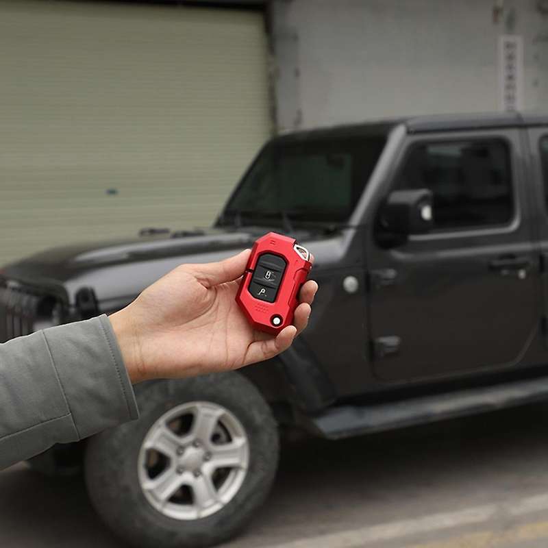 Key Fob Case Cover, Key Bag Holder Protection Shell for Jeep(red)