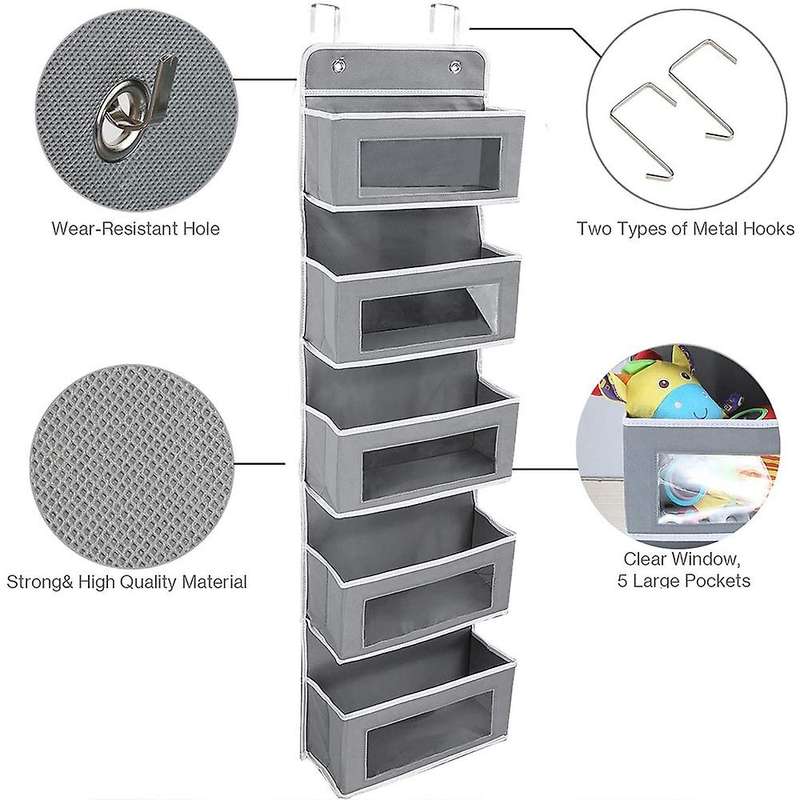 Closet Clear Window Storage Bag with Metal Hooks Children Closet