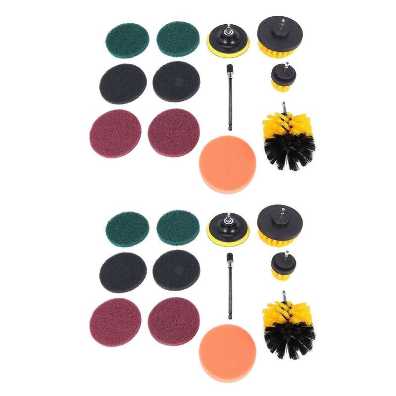 12 Piece Drill Brush Scrub Pads Scrubber Brush with Extended