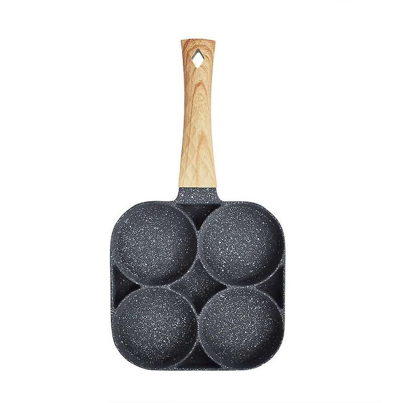 4 Hole Frying Pot Thickened Omelet Pan Black Non-stick Egg Steak Ham