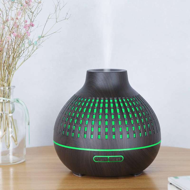400 Ml Wood Grain Aroma Diffuser with Timer for Bedroom with Us Plug