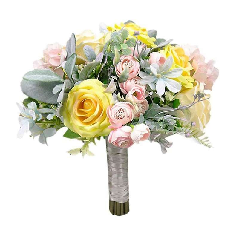 Wedding Bouquet for Brides Bridesmaid Hold Flower, Yellow