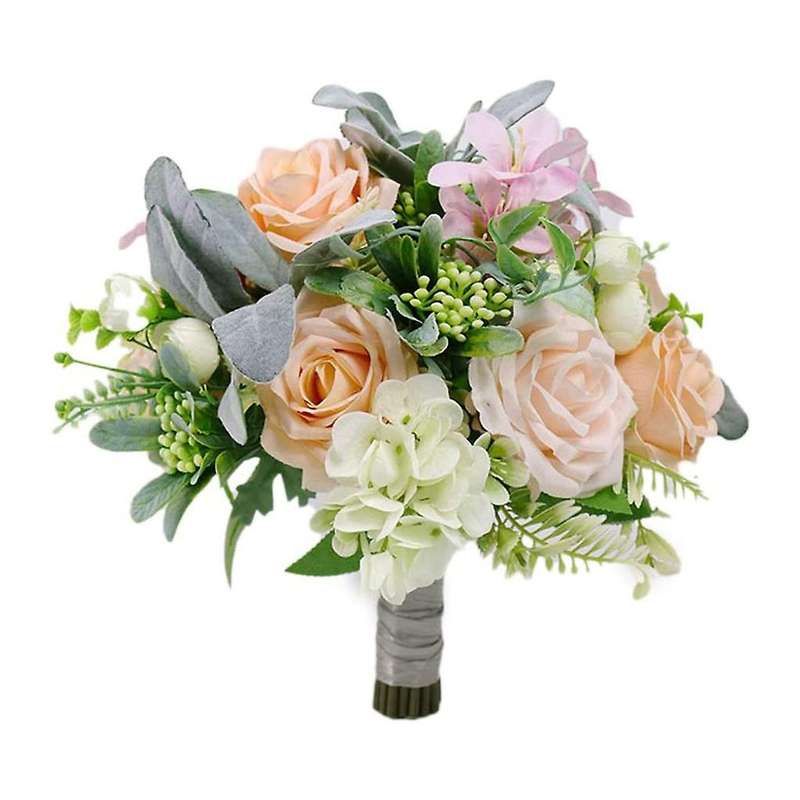 Wedding Bouquet for Brides Bridesmaid Hold Flower, Dark Champagne