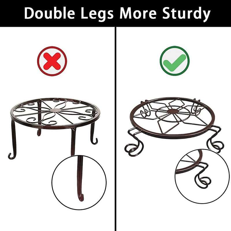 3 Pcs Indoor Floor-standing Green Wrought Iron Plant Stand Brown