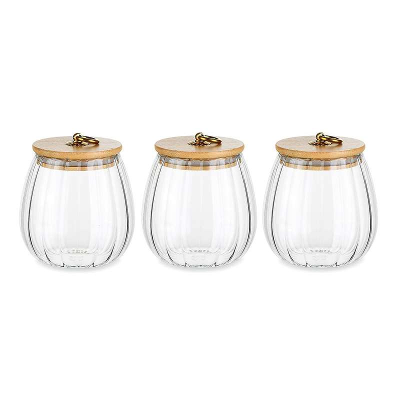 Striped Glass Jars with Lids Transparent Sealed Tea Cans Cookie Jar