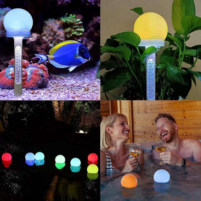Floating Pool Thermometer,solar Powered Pond Water Thermometer,2pc