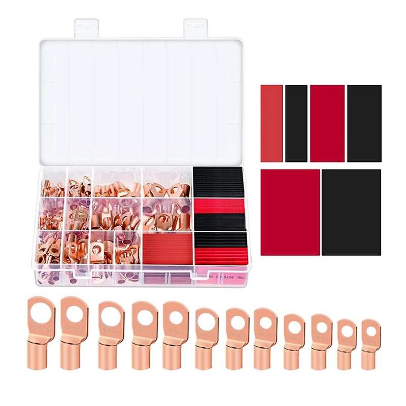 240pcs Copper Wire Lugs with Heat Shrink Set,wire Connectors Kit