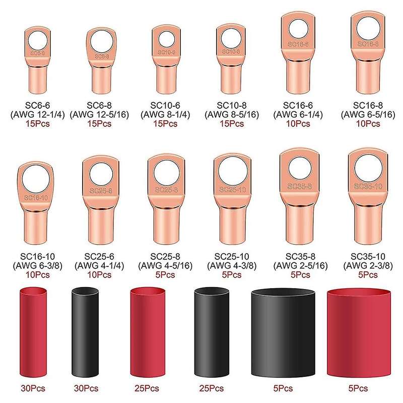240pcs Copper Wire Lugs with Heat Shrink Set,wire Connectors Kit