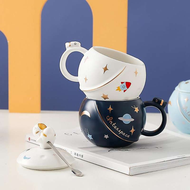 450ml Creative Cartoon Astronaut Mug Couple Planet Big Ceramic C