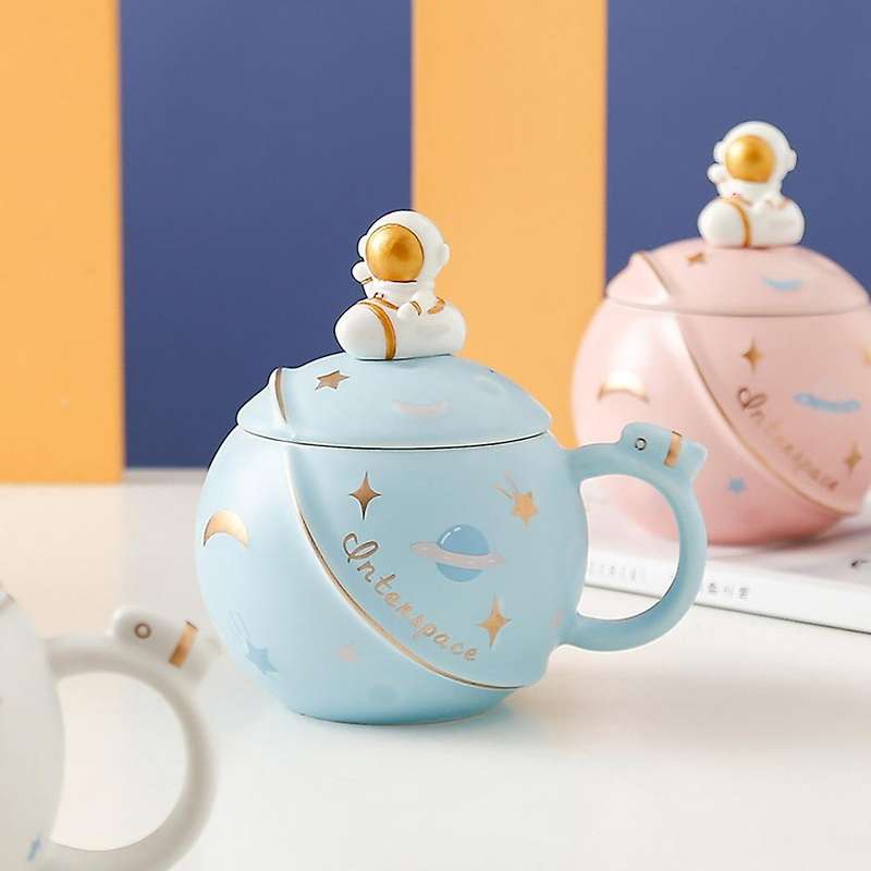 450ml Creative Cartoon Astronaut Mug Couple Planet Big Ceramic C