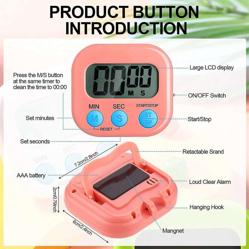 Small Digital Kitchen Timer Count Up and On/ Off Switch Timer